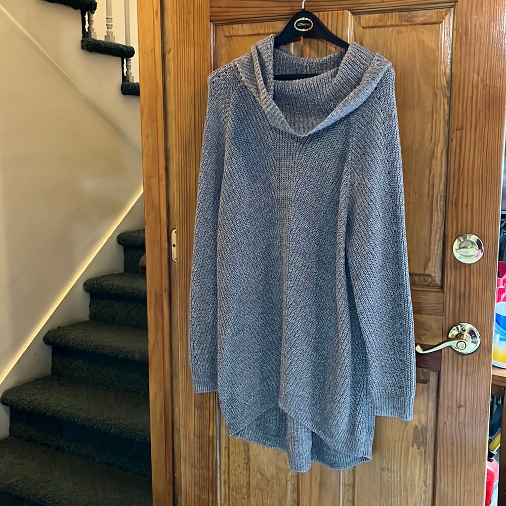 CJ Banks Gray Sweater Dress Size X